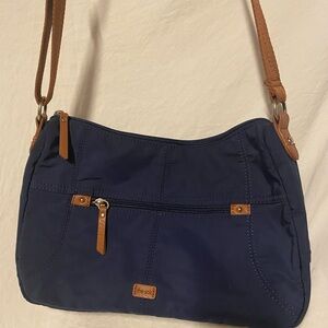 The Sak Esperanto Hobo Bag Dark Blue with Tan Accents Recycled Crossbody